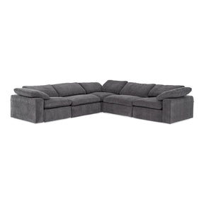 Divani Casa Corinth - Modern Dark Gray Fabric Sectional Sofa with 3 Power Recliners