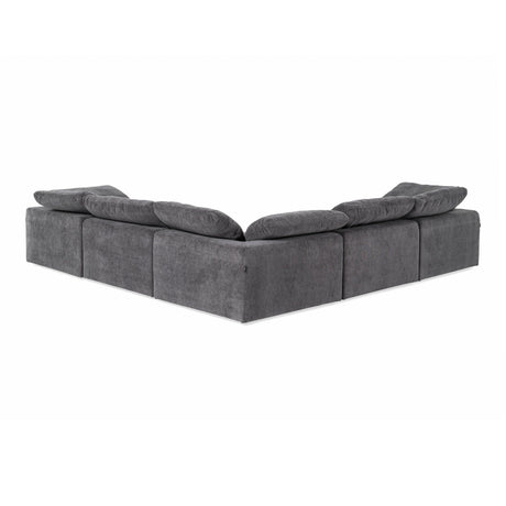 Divani Casa Corinth - Modern Dark Gray Fabric Sectional Sofa with 3 Power Recliners