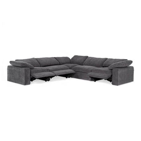 Divani Casa Corinth - Modern Dark Gray Fabric Sectional Sofa with 3 Power Recliners