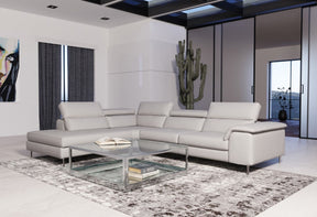 Lamod Italia Viola - Italian Contemporary Grey Leather Left Facing Sectional Sofa - sold by Home Elegance USA