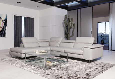 Lamod Italia Viola - Italian Contemporary Grey Leather Left Facing Sectional Sofa - Home Elegance USA