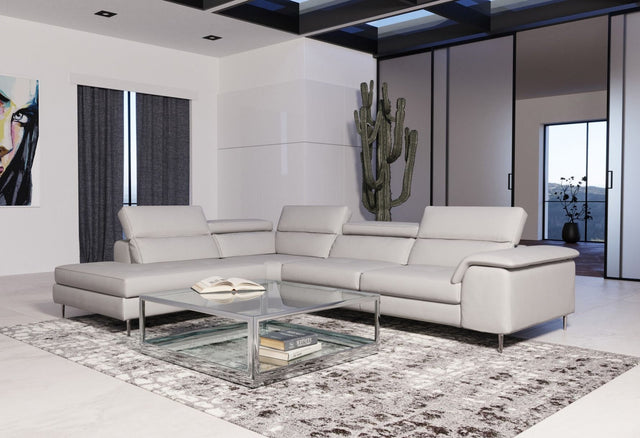 Lamod Italia Viola - Italian Contemporary Grey Leather Left Facing Sectional Sofa - Home Elegance USA