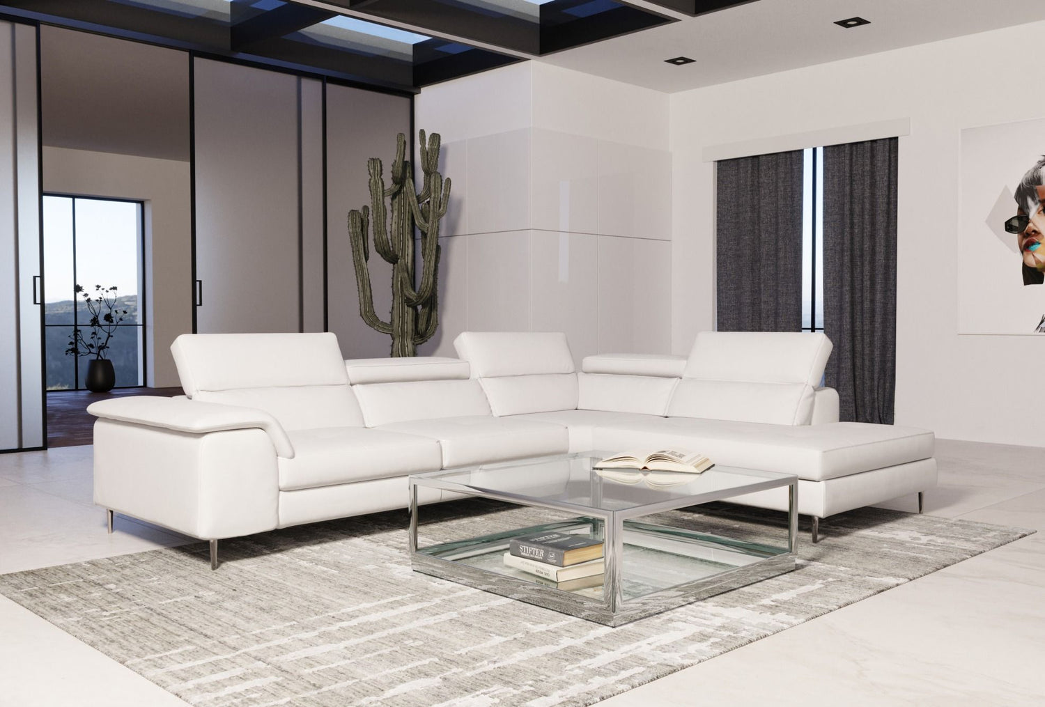 Lamod Italia Viola - Italian Contemporary White Leather Right Facing Sectional Sofa - Home Elegance USA