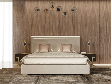 Corrico Modern Off-White Velvet & Champagne Gold Bedroom Set – VIG Furniture - sold by Home Elegance USA