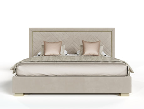 Corrico Modern Off-White Velvet & Champagne Gold Bedroom Set – VIG Furniture - sold by Home Elegance USA