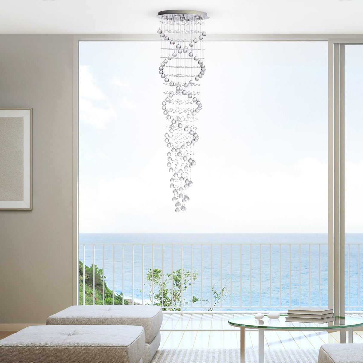Crystal Chandelier Double Helix// 7 Light, 73" Hanging Length  | Finesse