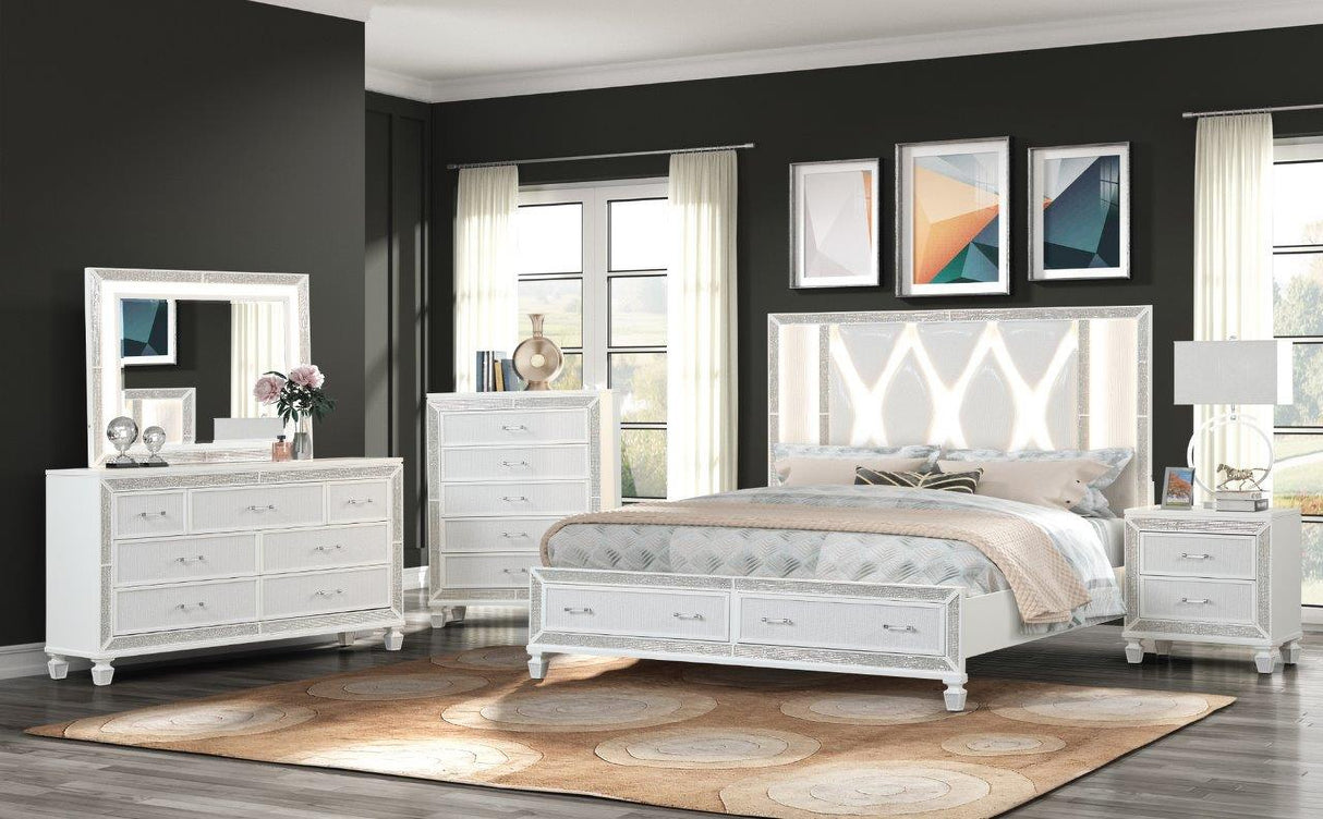 Crystal Queen Storage Bedroom Set White | Galaxy -1