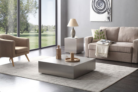 Modrest Anvil Modern Brushed Stainless Steel Coffee Table Vgvcct8368-S