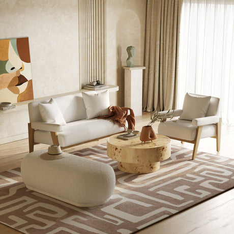 Divani Casa Kael Contemporary White Sherpa Ottoman Vgodzw-20100-Wht-Ott
