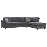 Johnston Dark Grey Cushion Back Sectional with Pillows