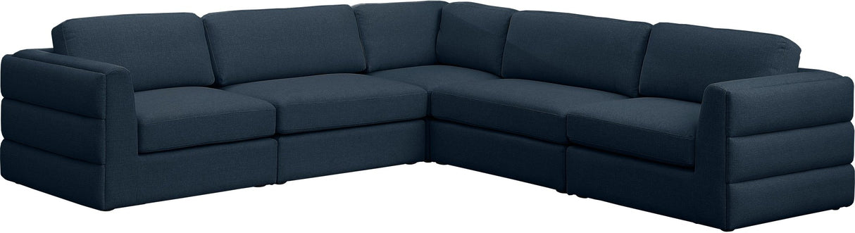 Beckham - Modular Sectional 5 Piece - Navy - Modern & Contemporary | Home Elegance USA