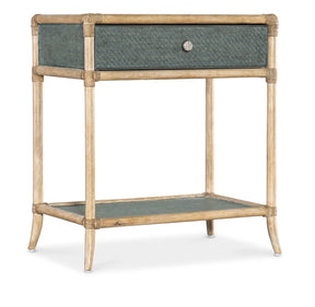 Retreat Pole Rattan Bedside Table - Beige / Blue by Hooker Furniture - View 1