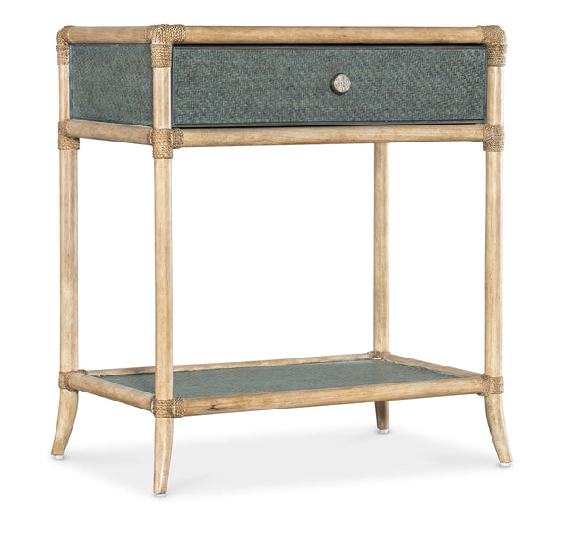 Retreat Pole Rattan Bedside Table - Beige / Blue by Hooker Furniture - View 1