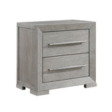 Modern Gray Finish Nightstand with 2x Storage Drawer Contemporary Bedroom Furniture, Gray Tone Handles Bedside Table 1pc
