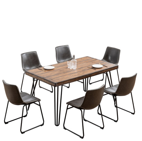Aryven Industrial 7-Piece Dining Set, Antique Gray - sold by Home Elegance USA