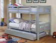 Transitional Style Wooden Bunk Bed Twin Over Twin Gray Finish Attached Footboard Ladder Rails And Lock Joint Trundle-Not Included