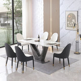 71inch  Sintered Stone Table top with V shape Metal Leg  Dining table - Home Elegance USA