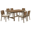 Graham Walnut 7-Piece Rectangular Dining Table Set with Modern Casual Style, Walnut Finish, Beige Upholstered Chairs, Wood Construction