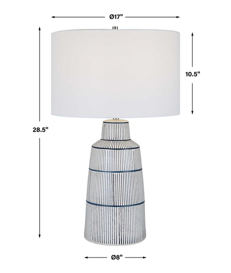 Breton Nautical Stripe Table Lamp - White by Uttermost - View 8