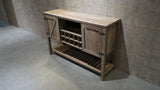 52 Inch Console Cabinet / Storage Cabinet With Wine Racks Dining Living Room,Grey Walnut