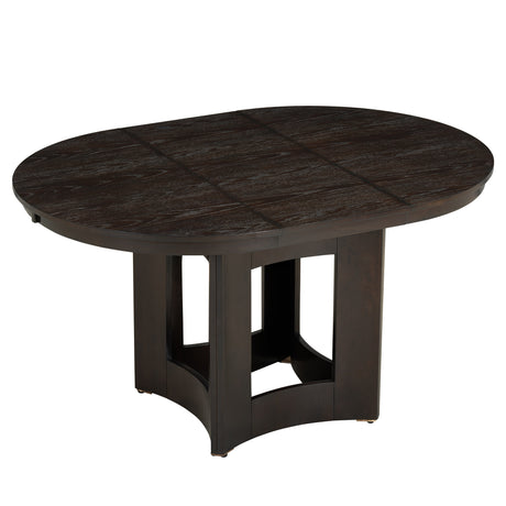 TOPMAX Farmhouse Extendable Round Dining Table Set for 4, 5-Piece Kitchen Table Set with 4 Upholstered Chairs and 16inch Removable Leaf for Small Places, Espresso+Beige - sold by Home Elegance USA