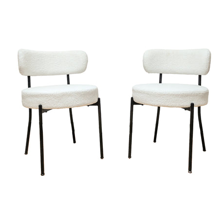 Modern Extendable Dining Table Set with Curved Backrest Upholstered Chairs for 6-8 Persons in Black and White MDF and Metal - sold by Home Elegance USA