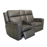 Wyatt Power Reclining Loveseat With Console & Power Headrests & Lumbar - Gunmetal | Flexsteel
