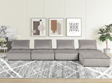 Anna 160' Light Gray Velvet 5 Pc Sectional Sofa Ottoman