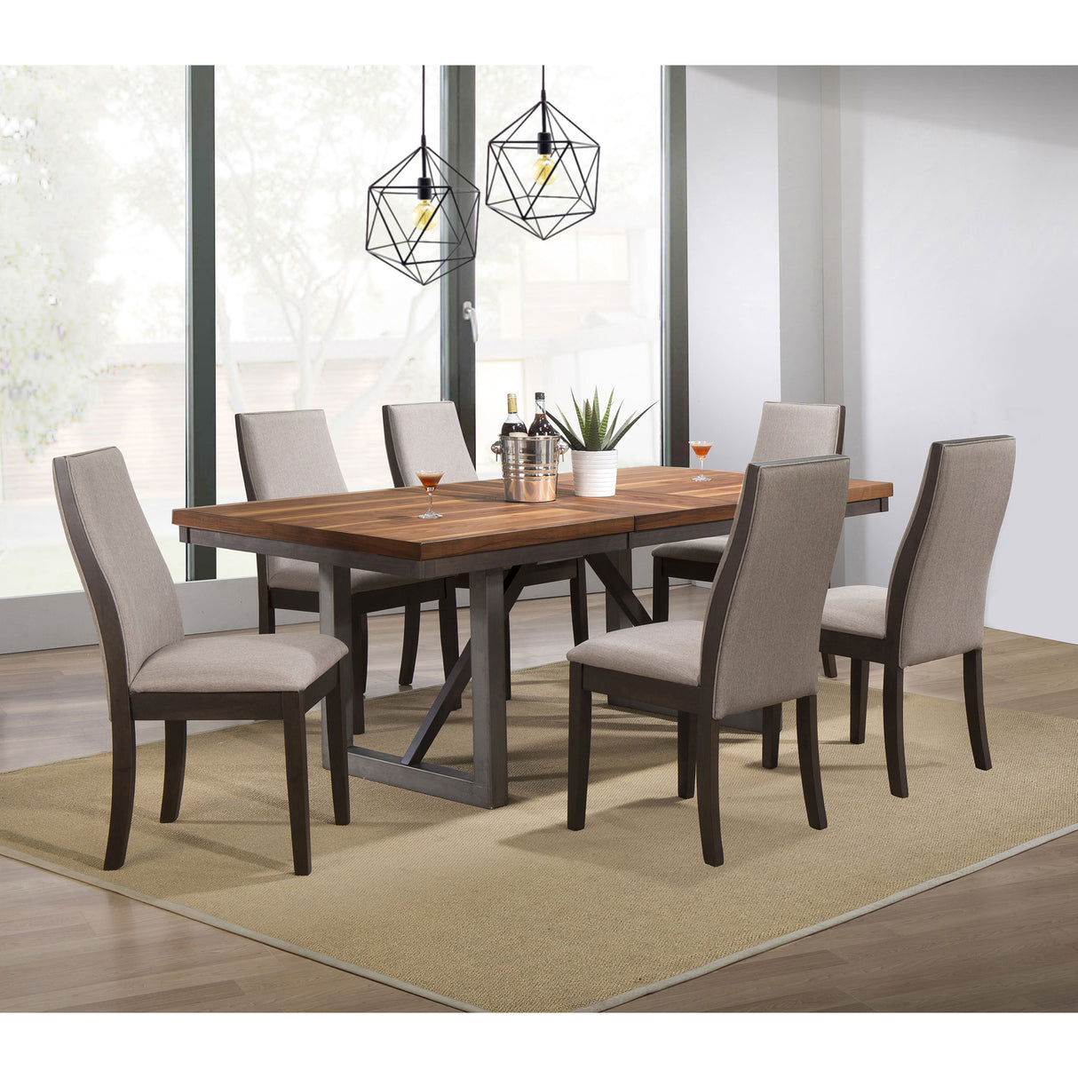 Holloway Natural Walnut and Grey 7-piece Dining Set