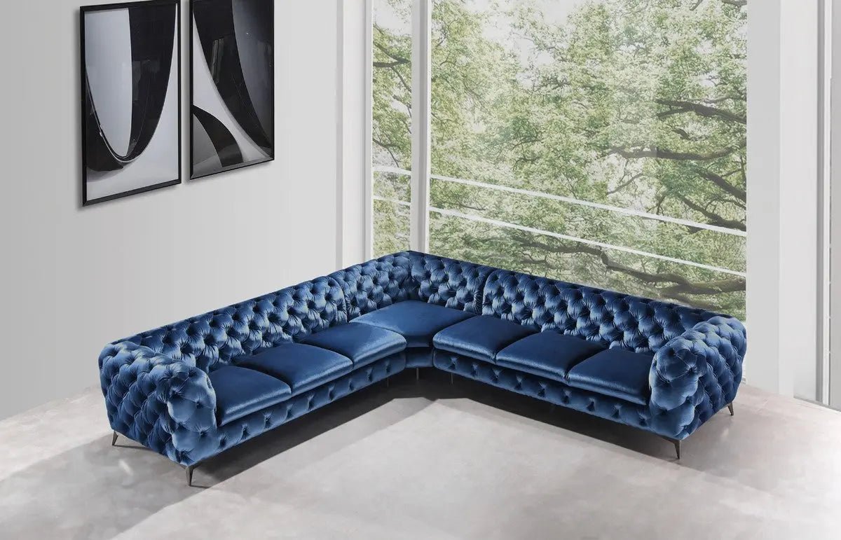 Divani Casa Delilah Modern Blue Fabric Sectional Sofa Vgca1546A - Blu - VGCA1546A - BLU - Home Elegance USA - 2