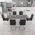 55.12-70.87' expandable square dining table set that can accommodate 4-6 people, equipped with 6 C-shaped tubular cushioned armless dining chair,  kitchen table and chair set, with metal legs - sold by Home Elegance USA