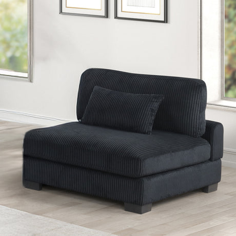 Bentley Modern Style Modular Sectional unique layout made with Corduroy fabric and wood in Black Setup-2(NJ Warehouse Inventory) - sold by Home Elegance USA