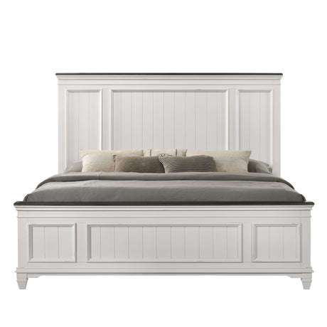 Clelane Wood Bedroom Set with Shiplap Panel King Bed, Dresser, Mirror, and Nightstand - sold by Home Elegance USA