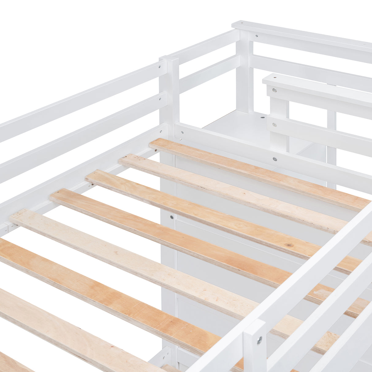 Twin Over Twin Bunk Bed with Trundle and Staircase,White(OLD SKU:LT000068AAK) - Home Elegance USA