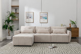 113.3" Convertible Sectional Sofa Couch 3 - Seat L - Shaped Sofa with Movable Ottoman and USB for Apartment, Living Room, Bedroom, Beige - SG000880AAA - image - 19