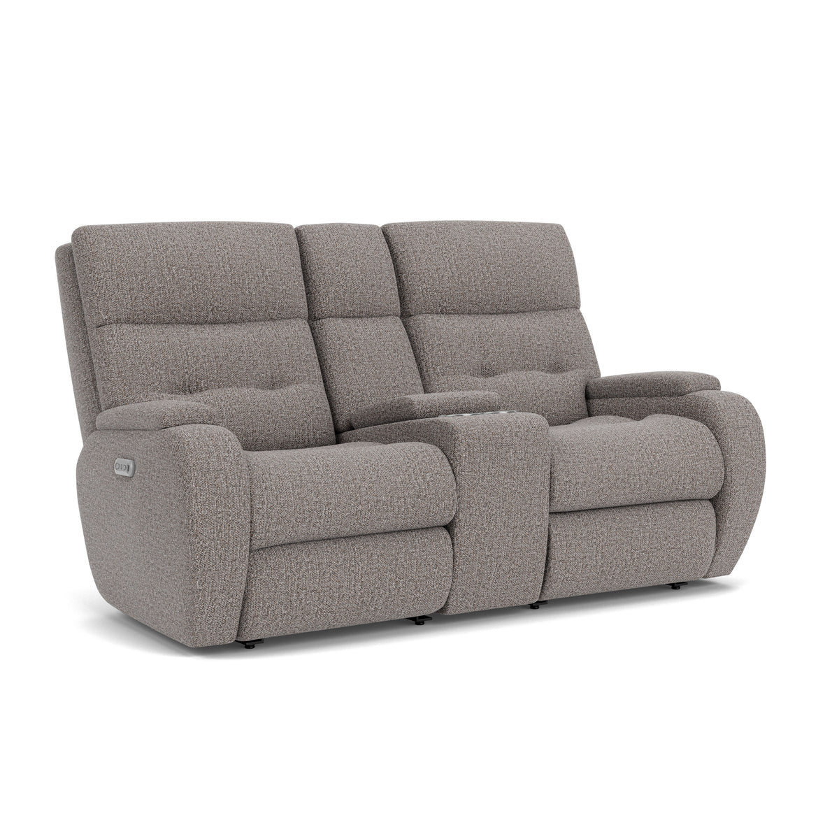 Strait Transitional Fabric Power Reclining Loveseat With Console & Power Headrests | Flexsteel
