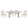 Beautiful Antique White Finish Dining Set 5pc Extendable Table and Upholstered Chairs Wooden Classic Furniture