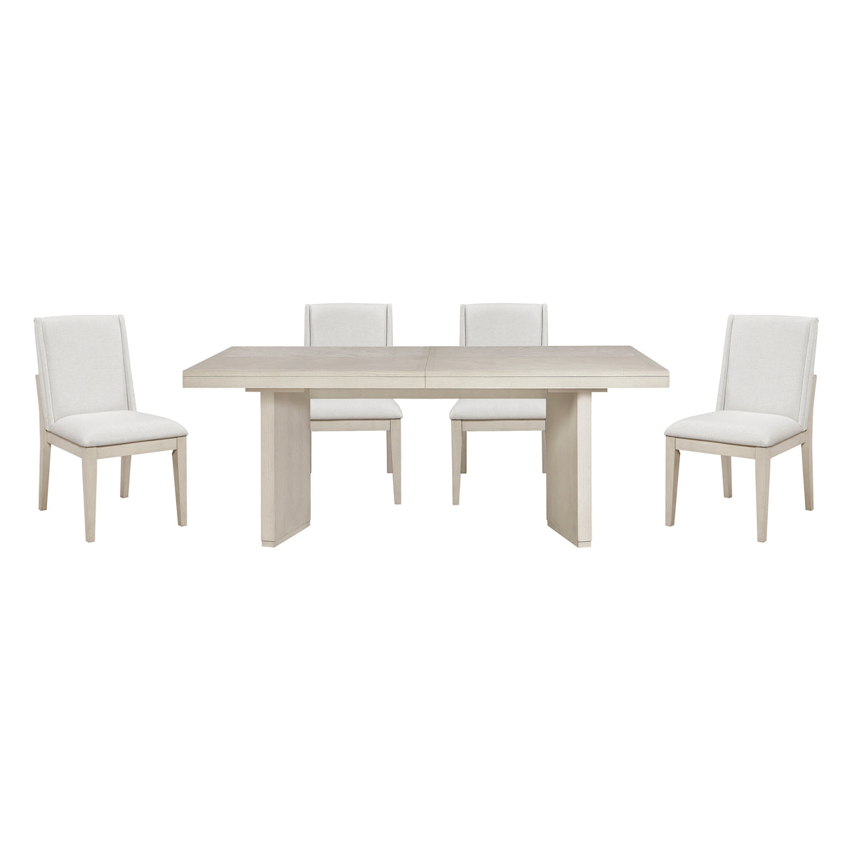Beautiful Antique White Finish Dining Set 5pc Extendable Table and Upholstered Chairs Wooden Classic Furniture