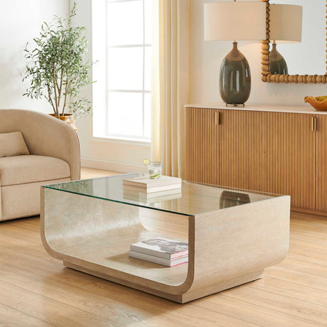 Maeva Modern Glass Coffee Table Woodtone - Gray by Uttermost - View 2