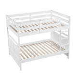 Bunk Bed Full Over Full White Finish Sturdy Wood Frame Guard Rails Youth Bedroom Furniture 1pc - sold by Home Elegance USA