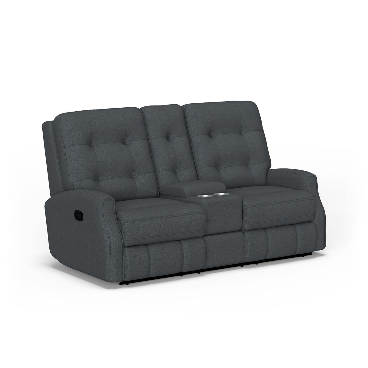 Devon Transitional Fabric Reclining Loveseat, Console | Flexsteel