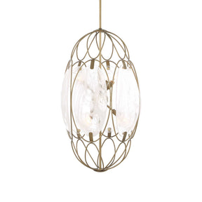 Valencia 6 Light Glass Panel Pendant - Gold / White by Uttermost - View 1