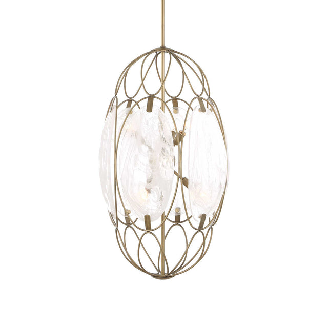 Valencia 6 Light Glass Panel Pendant - Gold / White by Uttermost - View 1