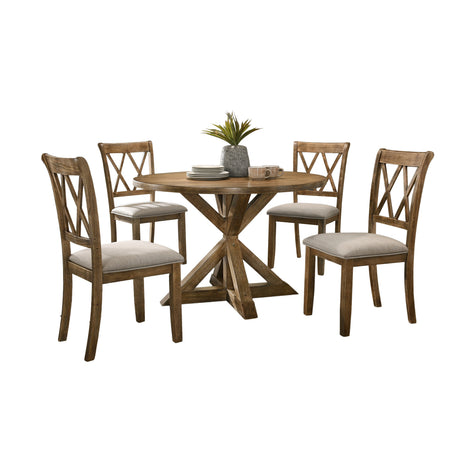 Windvale Cross-Buck Wood 5-Piece Dining Set - sold by Home Elegance USA