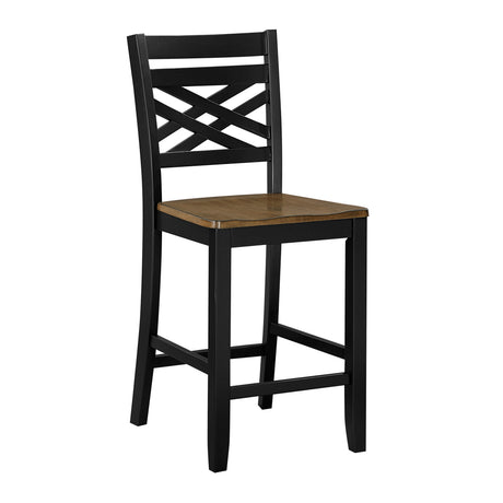 5pc Counter Height Dining Set Round Table with Storage and 4 Counter Height Chairs 2-Tone Black and Brown Finish Wooden Furniture - sold by Home Elegance USA