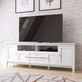Warm Shaker 72 inch Wide Solid Wood TV Stand in White For TVs up to 80 inches