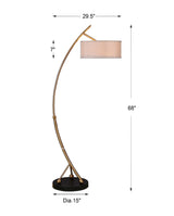 Vardar Curved Floor Lamp Brass - Yellow / Beige by Uttermost - View 3