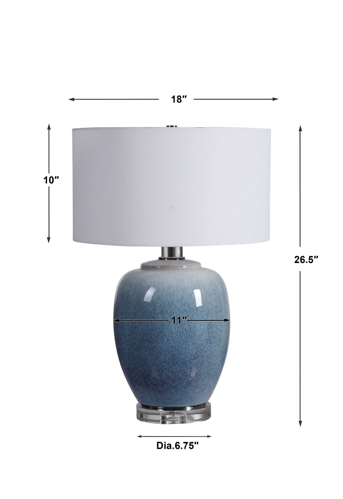 Blue Waters Ceramic Table Lamp - Blue / White by Uttermost - View 8