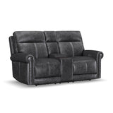 Alexander Power Reclining Loveseat With Console, Power Headrest & Lumbar - Weathered Stone Gray | Flexsteel