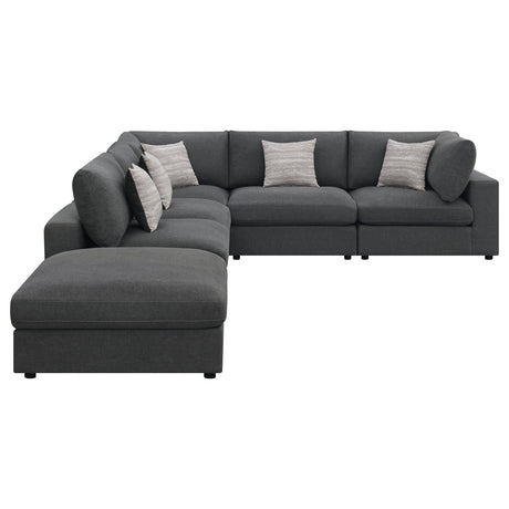 Rhette Charcoal 6-piece Upholstered Sectional with Reversible Cushions - sold by Home Elegance USA